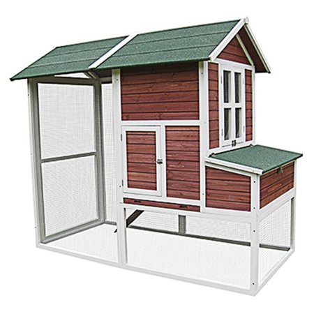 FLY FREE ZONE. Extra Large Chicken Ranch Coop, Dark Red with Black Trim FL2061537